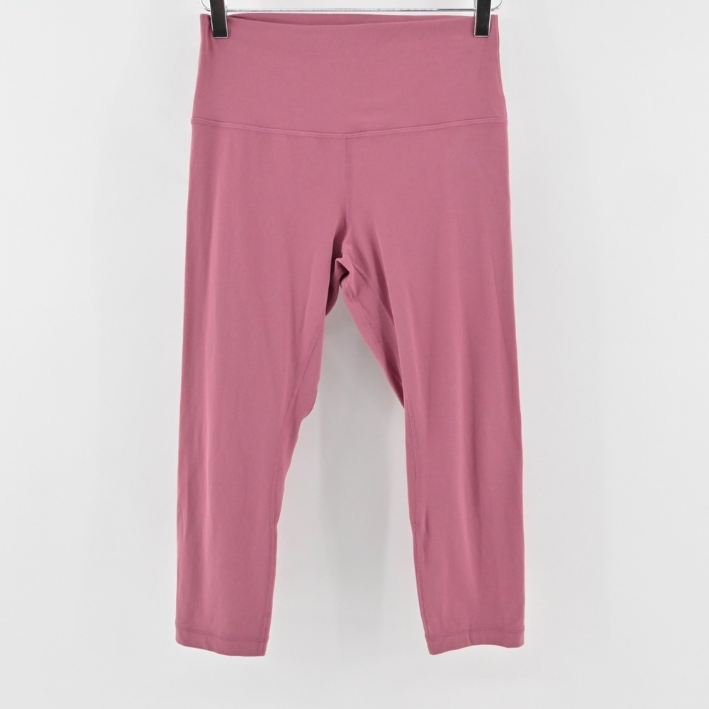 Lululemon Womens Align Crop 21" Leggings Size 8 Pink Stretch Athletic Logo